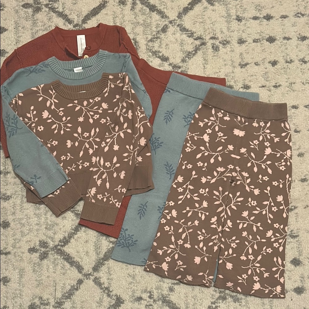 Floral Knit Sweater and Pant Set (3 sets)